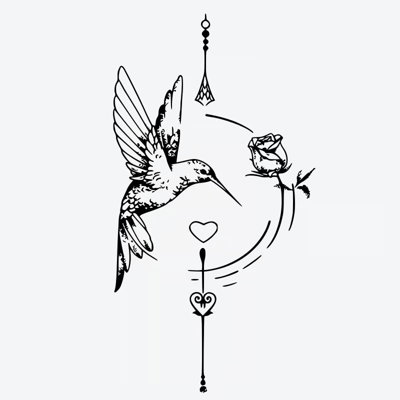 Hummingbird Rose Heart Tattoo