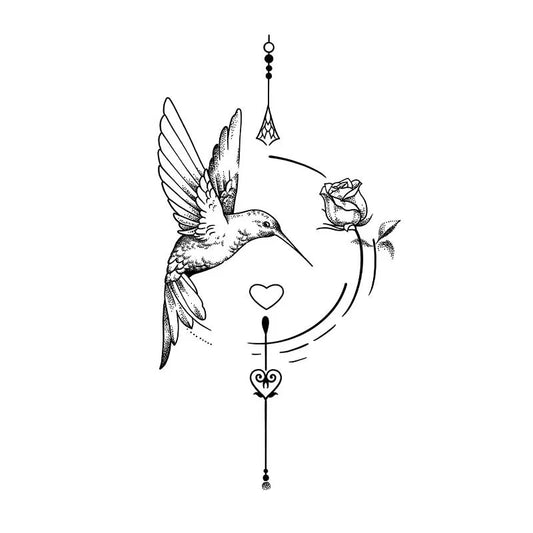 Hummingbird Rose Heart Tattoo