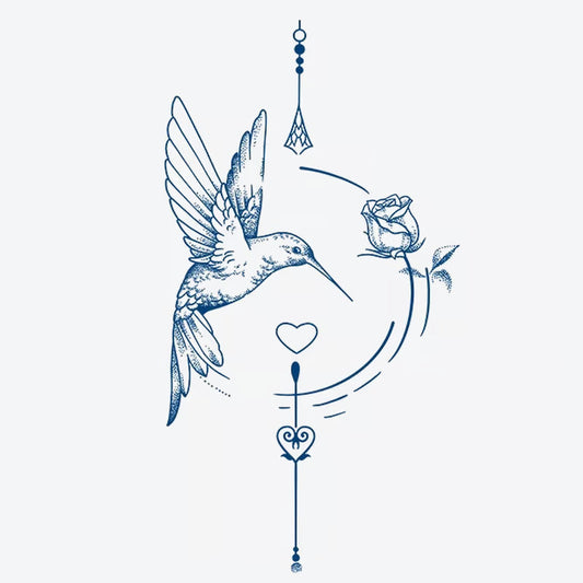 Hummingbird Rose Heart Tattoo