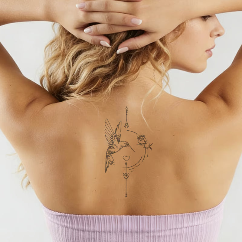 Hummingbird Rose Heart Tattoo