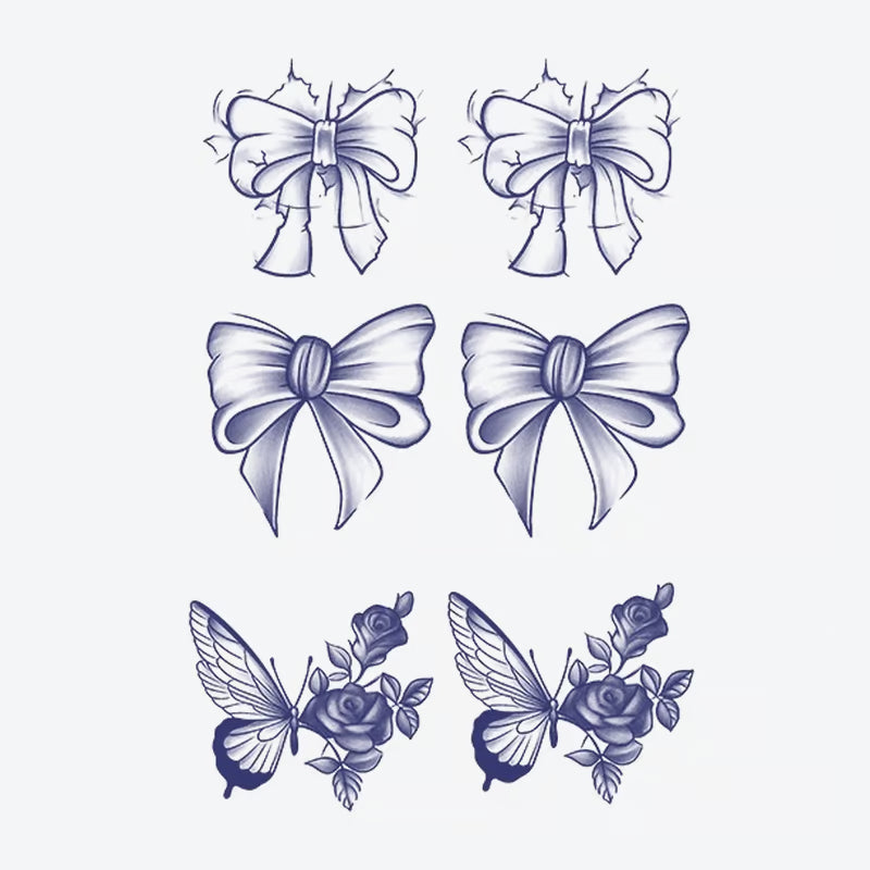 Bow Butterfly Rose Tattoo