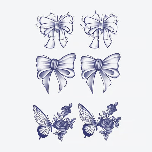 Bow Butterfly Rose Tattoo