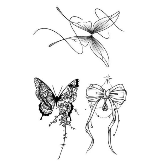 Butterfly Flower Ribbon Tattoo