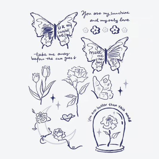 Butterfly Rose Words Tattoo