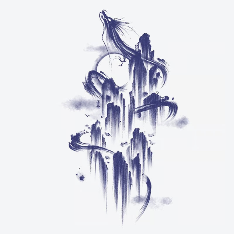 Dragon Mountain Watercolor Tattoo