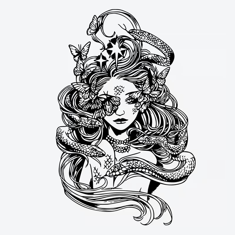 Butterfly Snake Medusa Tattoo