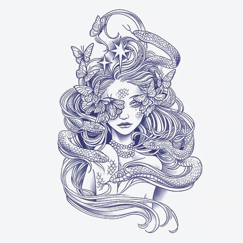Butterfly Snake Goddess Tattoo