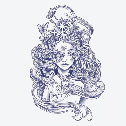 Butterfly Snake Goddess Tattoo