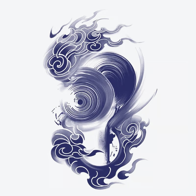 Swirling Clouds And Waves Tattoo