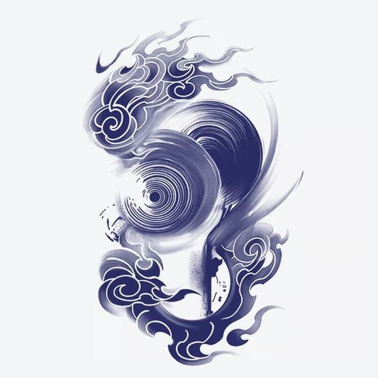 Swirling Clouds And Waves Tattoo