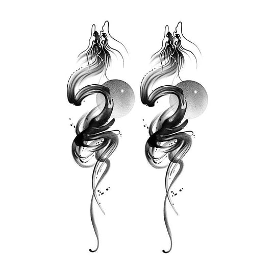 Swirling Ink Wolf Tattoo