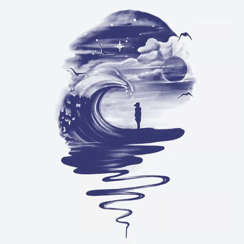 Wave Sunset Reflection Tattoo