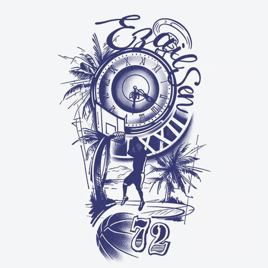 Clock Basketball Sunset Tattoo