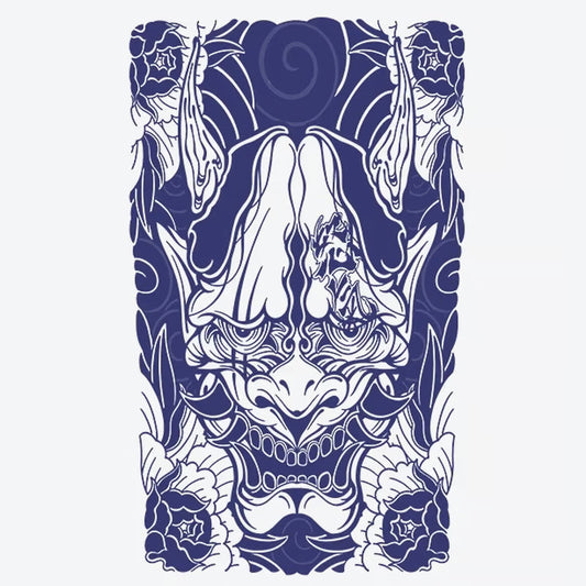 Demon Mask Floral Tattoo