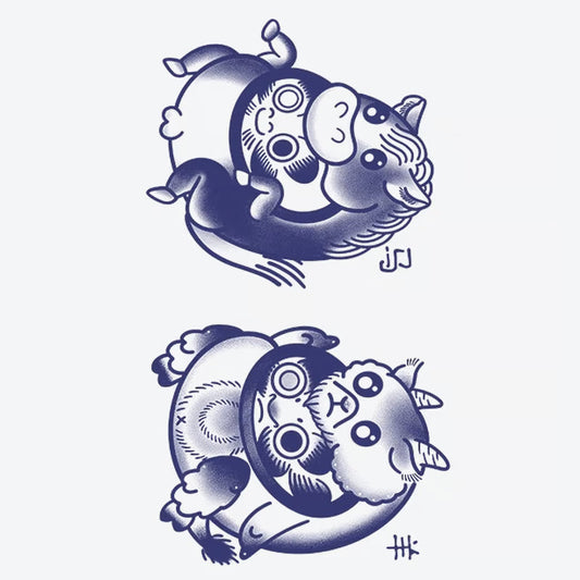 Cute Animal Duo Tattoo