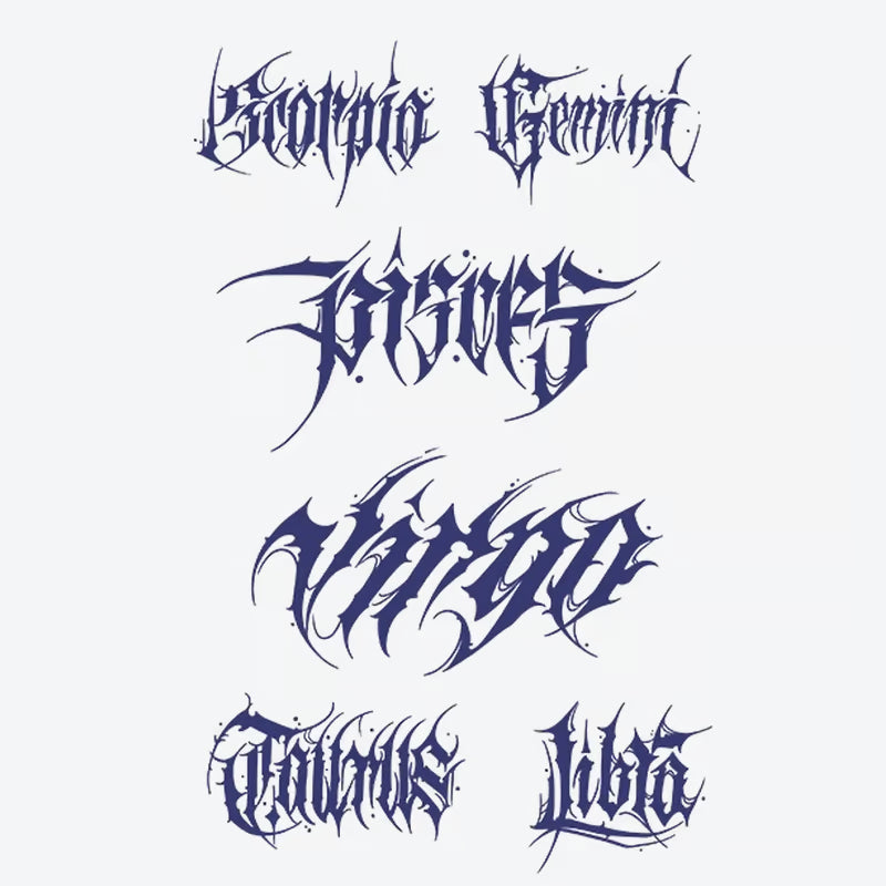 Zodiac Signs Script Tattoo