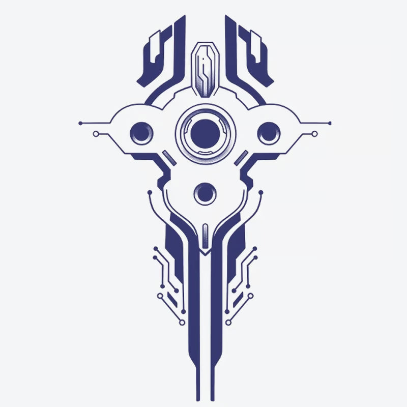 Futuristic Circuitry Cross Tattoo