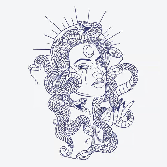 Serpent Goddess Moon Tattoo