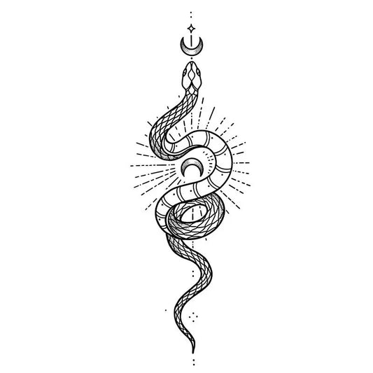 Snake Moon Symbol Tattoo