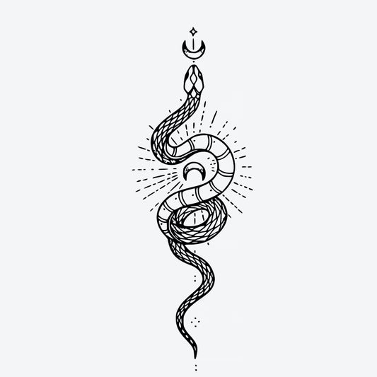 Snake Moon Symbol Tattoo