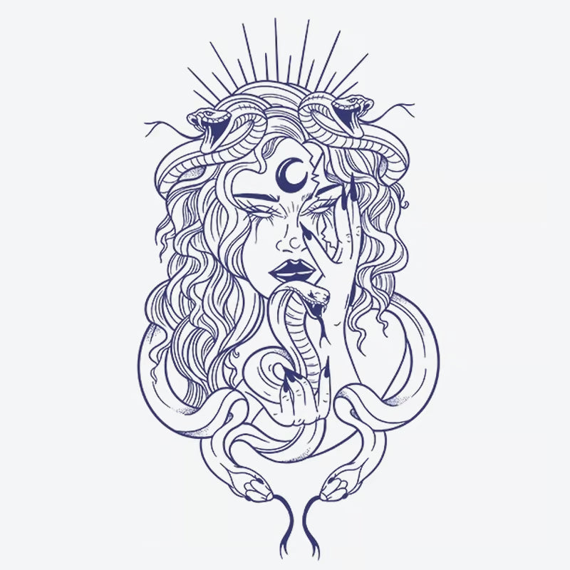 Goddess Serpent Moon Tattoo