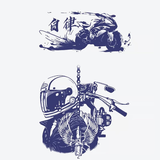 Motorcycle Rider Helmet Wings Tattoo