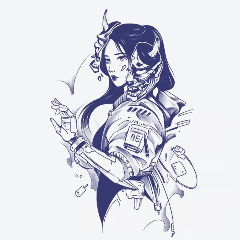 Cybernetic Demon Girl Tattoo