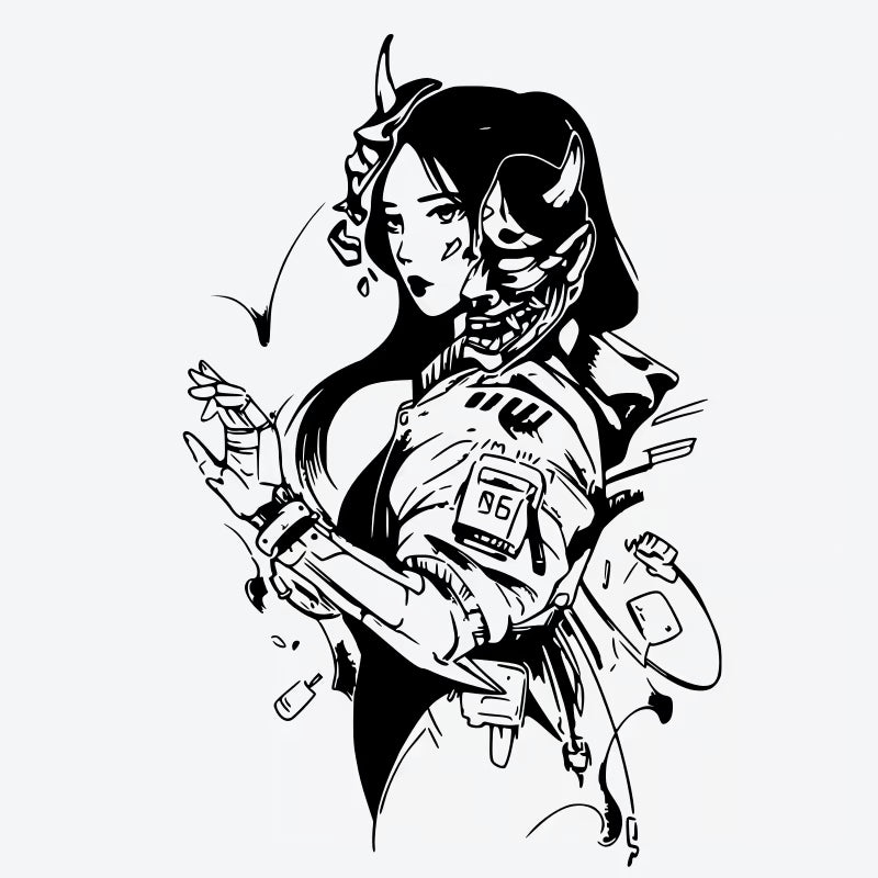 Cybernetic Demon Girl Tattoo