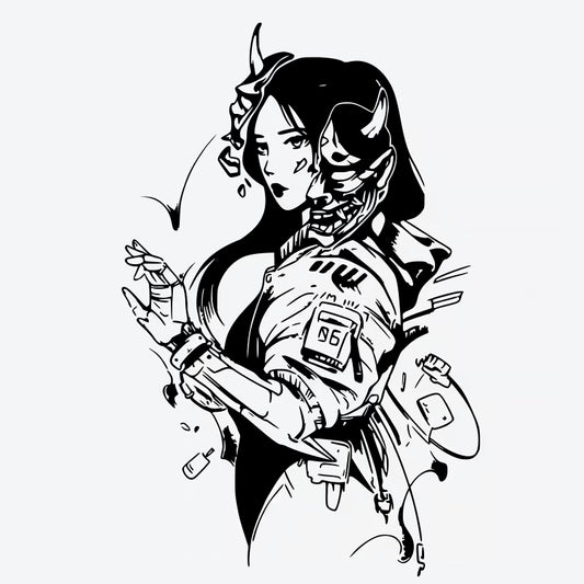Cybernetic Demon Girl Tattoo