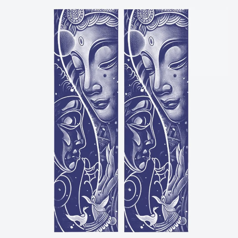 Buddha Faces And Birds Tattoo