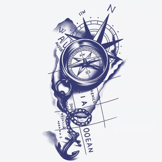 Compass Anchor Map Tattoo