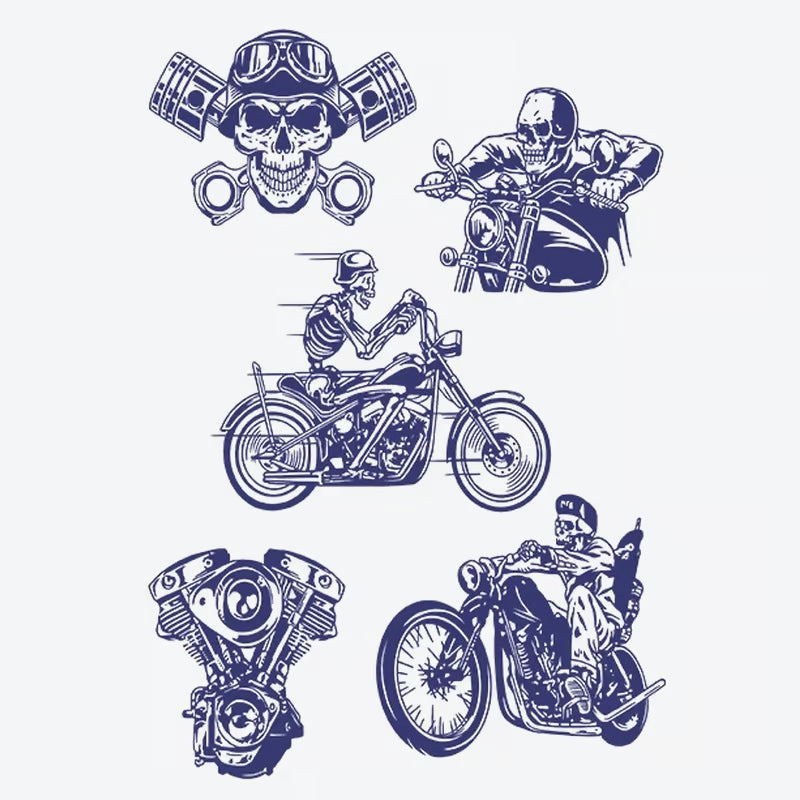 Skull Skeleton Motorcycle Series Tattoo