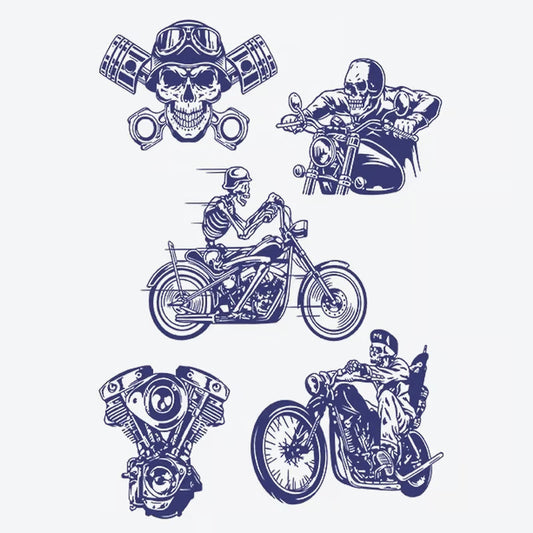 Skull Skeleton Motorcycle Series Tattoo