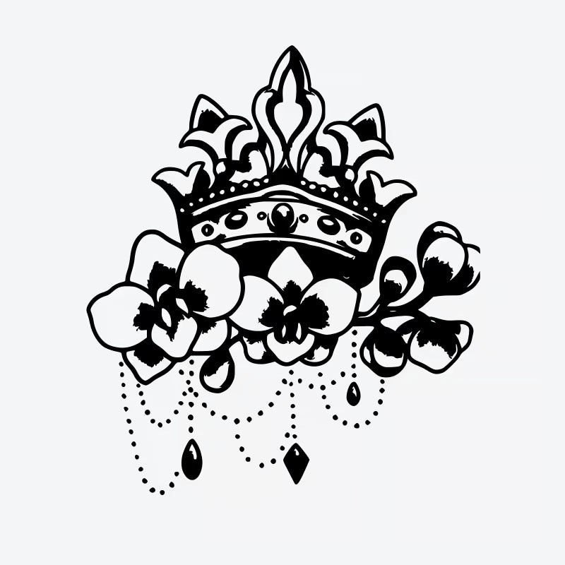 Crown Floral Elegance Tattoo