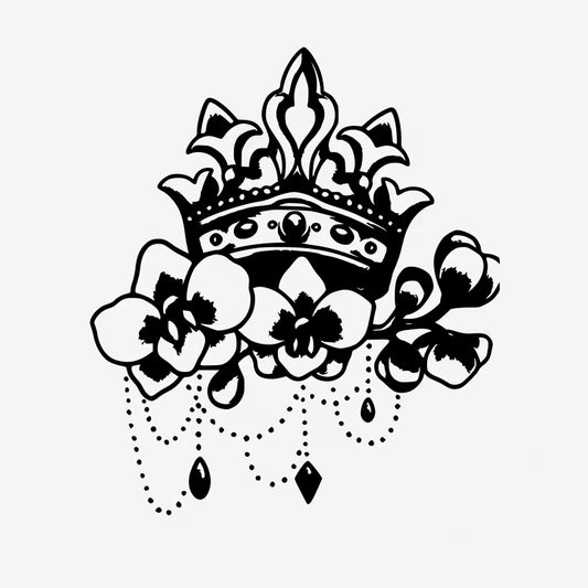 Crown Floral Elegance Tattoo