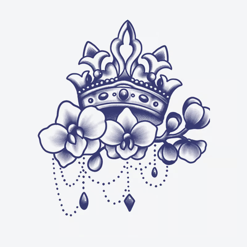 Crown Floral Elegance Tattoo
