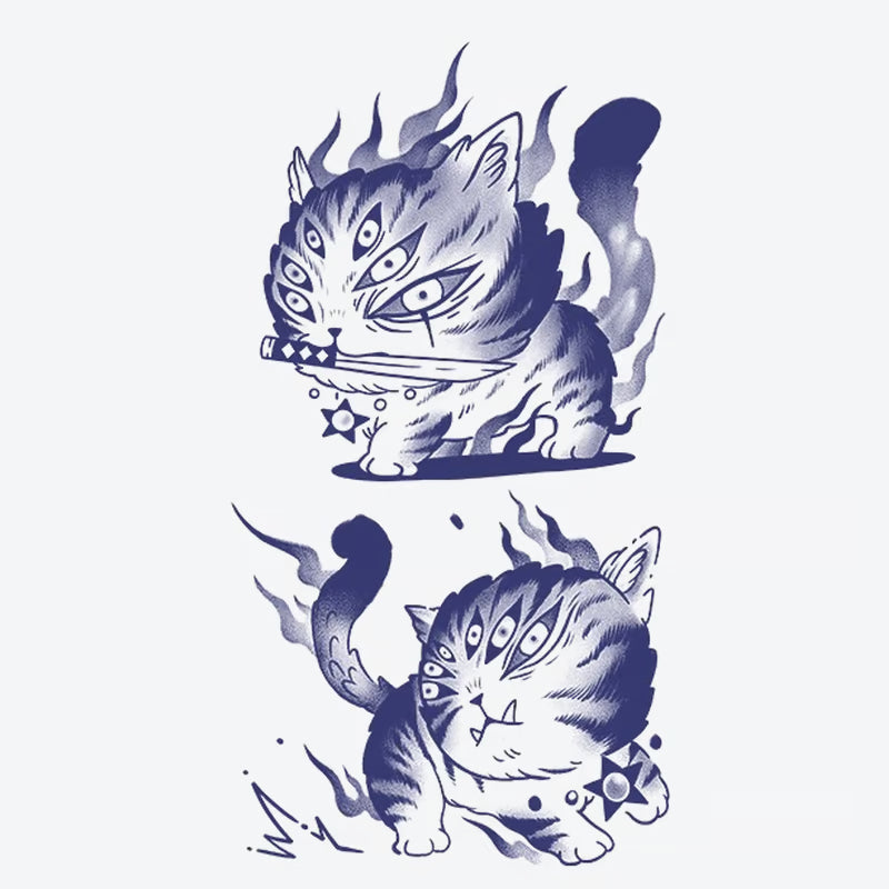 Flame Eyed Cat Tattoo