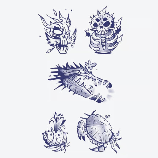 Skull Dragon Crab Series Tattoo