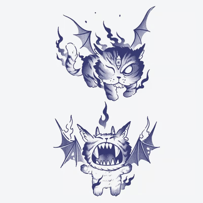 Winged Cat Demon Tattoo