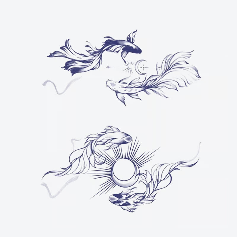 Koi Fish Moon Sun Tattoo