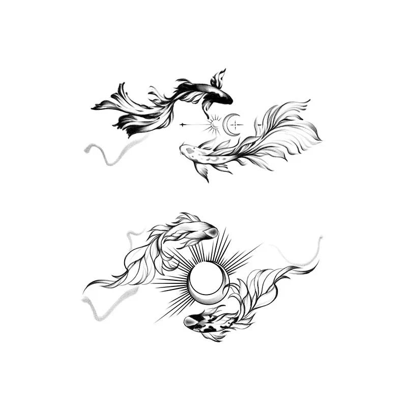Koi Fish Moon Sun Tattoo