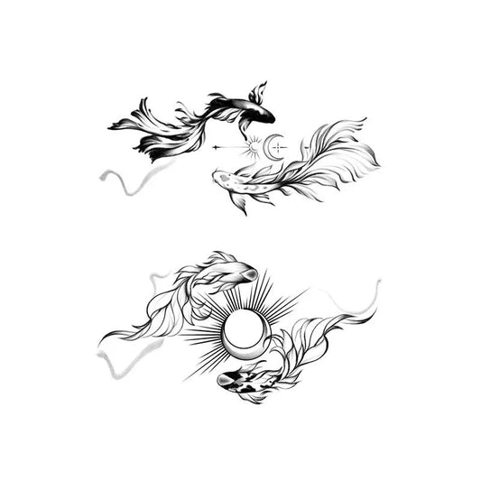 Koi Fish Moon Sun Tattoo