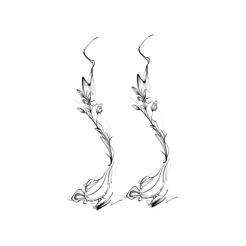 Floral Line Art Tattoo