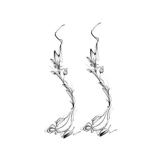 Floral Line Art Tattoo
