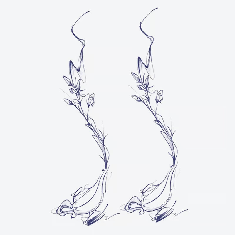 Floral Line Art Tattoo
