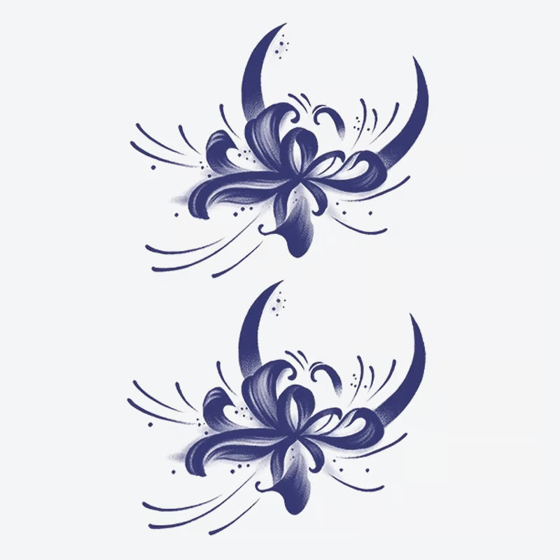 Floral Crescent Design Tattoo