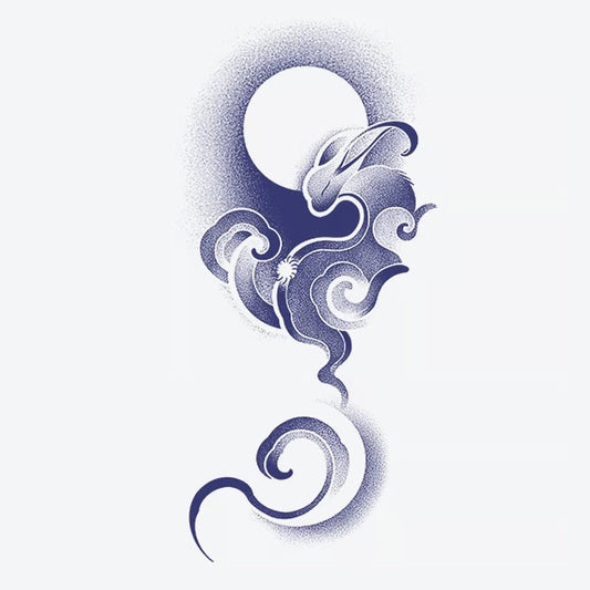 Moon Rabbit Clouds Tattoo