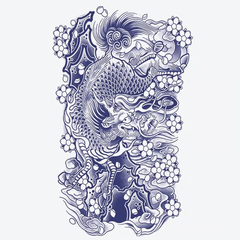 Dragon and Flower Tattoo
