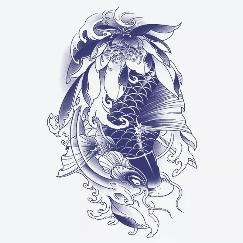Koi Fish Lotus Tattoo