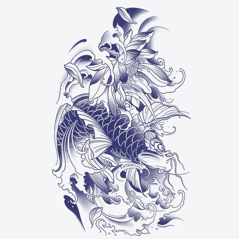 Koi Fish Lotus Flower Tattoo